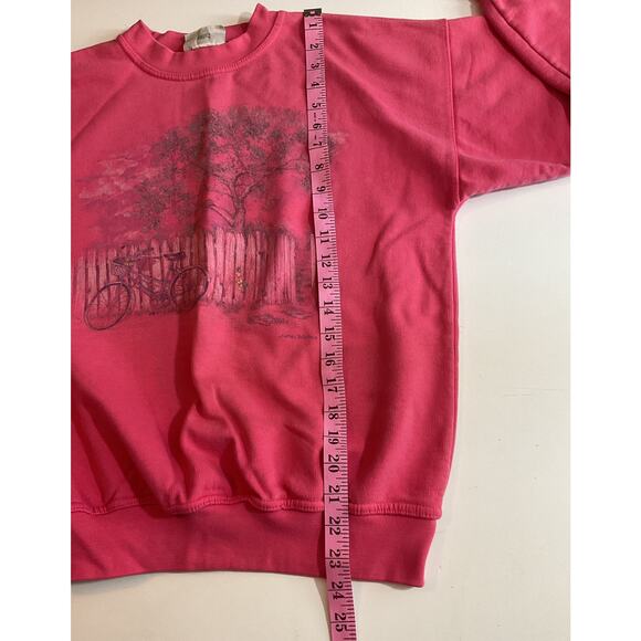 Vintage 90s Northern Reflections Bicycle Fence Print Sweatshirt Womens Medium - Picture 7 of 7